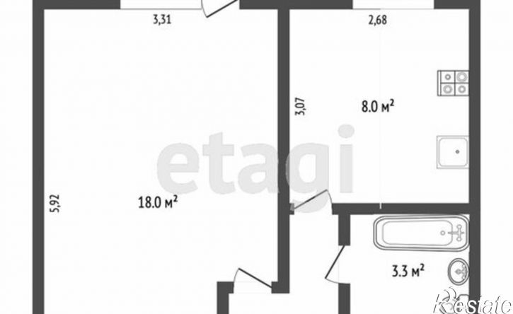 1-комн квартира Тюменская улица, 55,  д. 55