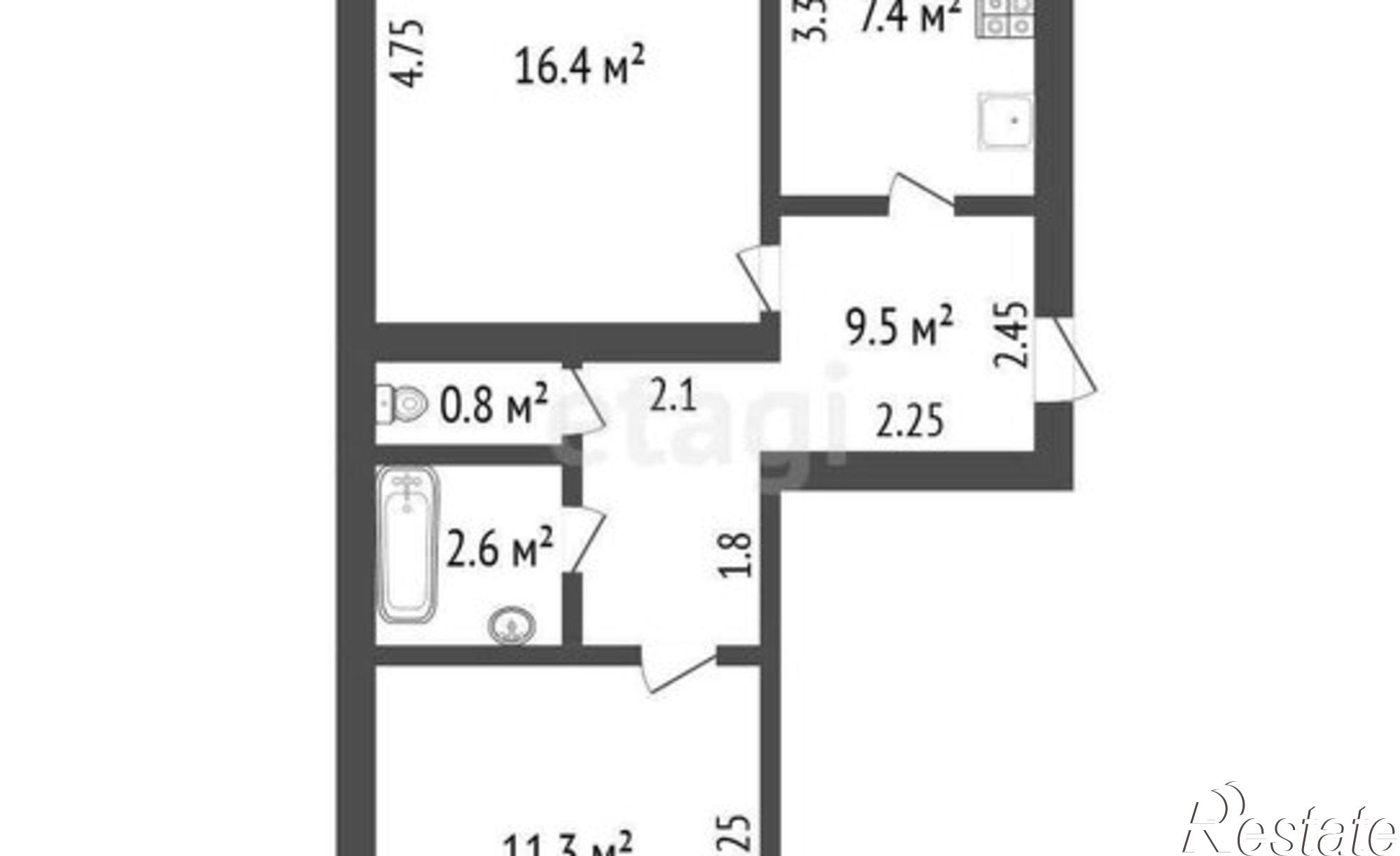Купить квартиру за 4 800 000 рублей на Заводская улица, 2