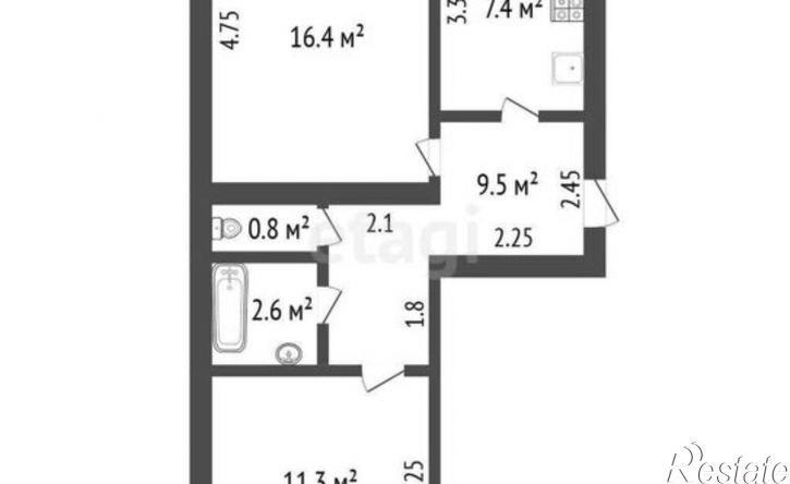 2-комн квартира Заводская улица, 2,  д. 2