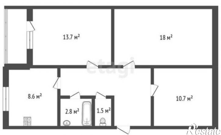 3-комн квартира Заводская улица, 4,  д. 4