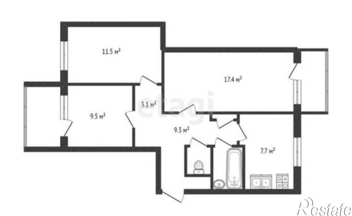 3-комн квартира улица Карбышева, 7,  д. 7