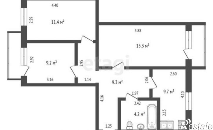 3-комн квартира ул Северная, 90,  д. 90