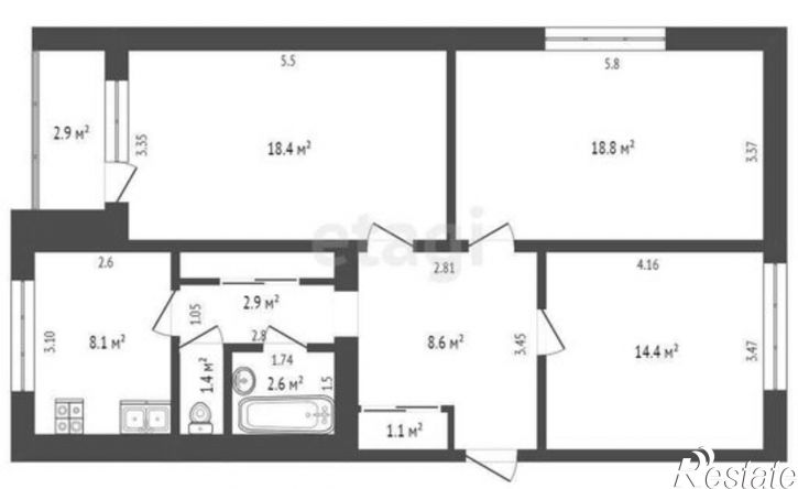 3-комн квартира ул Свердлова, 38,  д. 38