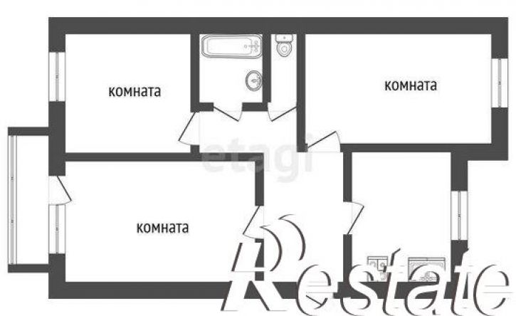 3-комн квартира Комсомольская улица, 69,  д. 69